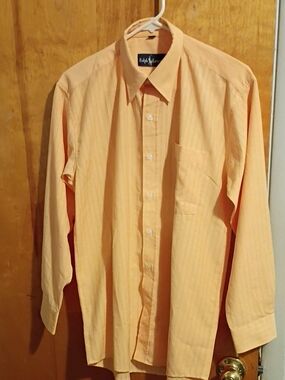 Ralph Lauren Men's Peach Long-Sleeve Button-Up Dress Shirt